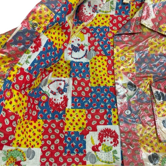 Vintage 1970s Laminated Kids Patchwork Ragdoll Raincoat - Picture 3 of 7